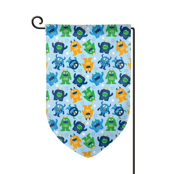 Wukai Cartoon Monster Print Garden Flag 12.5x18 Inch Double Sided Sun-resistant Rain-resistant, Wrinkle-resistant Colorfast(Only Flag)