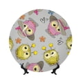 thumbnail image 1 of Wukai Cartoon Owls Print Decorative Plate for Display,Bone China Decorative Plate, Ceramic Dinner Plate with Stand, Vertical Ceramic Plate-8in, 1 of 6