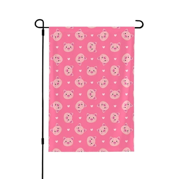 Wukai Cartoon Pigs and Hearts Garden Flags Double Sided Welcome Garden Yard House Flags Outside Outdoor House (Only Flag)