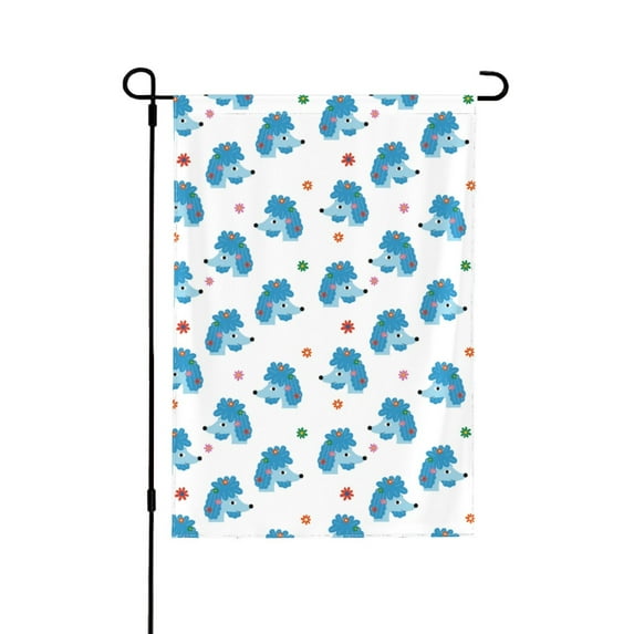 Wukai Cartoon Poodle Dog Garden Flags Double Sided Welcome Garden Yard House Flags Outside Outdoor House (Only Flag)