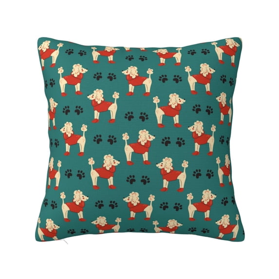 Wukai Cartoon Poodle Dog Premium Polyester Fleece Pillow Covers with Hidden Zipper Closure,Luxuriously Soft and Durable-16"x16"