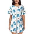 thumbnail image 1 of Wukai Cartoon Poodle Dog Women's Pajama Set,Short-Sleeve Top and Shorts with Elastic Waistband and Pockets for Loungewear, Yoga, and Casual Wear-X-Large, 1 of 8