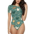 thumbnail image 1 of Naloa Flowe Rooster Women's Short-Sleeved Onesie, One-Piece Swimsuit for Parties, dates, clubs - XX-Large, 1 of 9