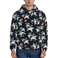 thumbnail image 1 of Wukai Cartoon Sharks Print Men Hoodies Fleece Sweatshirts Long Sleeve Sweaters Pullover Fall Outfits Winter Clothes-Large, 1 of 7
