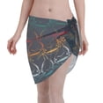 thumbnail image 1 of Wukai Cartoon Sharks Women’s Short Sarongs Beach Wrap Bikini Bottom Short Skirt Chiffon Scarf for Swimwear, 1 of 4