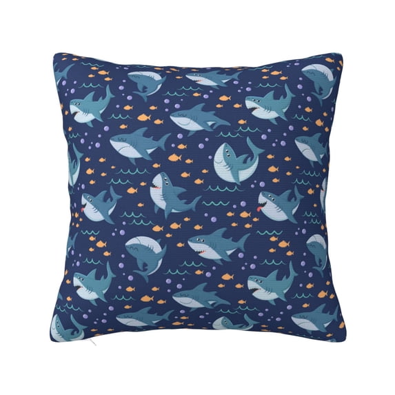 Wukai Cartoon Sharks2 Premium Polyester Fleece Pillow Covers with Hidden Zipper Closure,Luxuriously Soft and Durable-16"x16"