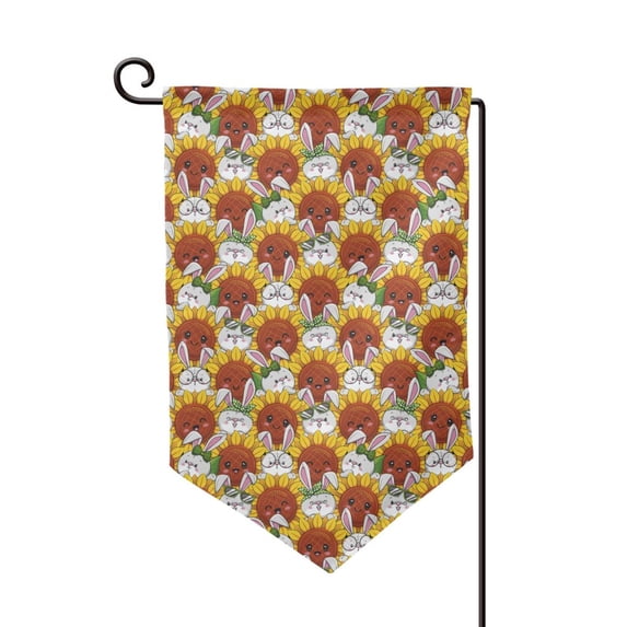 Wukai Cartoon Sunflowers Print Garden Flag 12.5x18 Inch Double Sided Sun-resistant Rain-resistant, Wrinkle-resistant Colorfast(Only Flag)