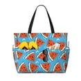 thumbnail image 1 of Wukai Cartoon Watermelon Print Zipper Bag,large Beach Tote Bag,Waterproof Sandproof Bag,Grocery and Picnic Tote Travel Bag, 1 of 5