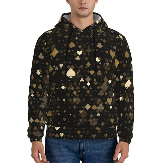 Wukai Casino Print Men Hoodies Fleece Sweatshirts Long Sleeve Sweaters Pullover Fall Outfits Winter Clothes-Small