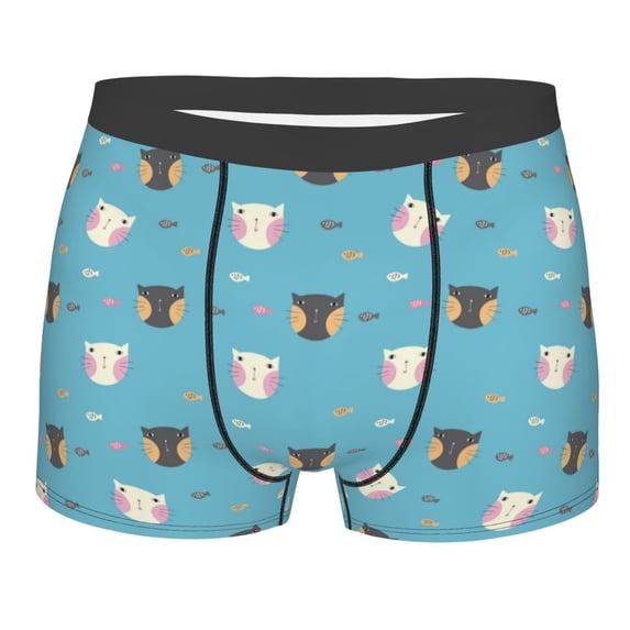 Wukai Cat Fish Print Men’s Underwear Breathable Boxer Briefs, Moisture Wicking & Breathable-XX-Large