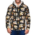 thumbnail image 1 of Wukai Cat Skulls and Flowers Print Men's Zip-Up Hoodie,Fleece Full-Zip Hoodie for Men, Hooded Sweatshirt-XX-Large, 1 of 5