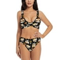 thumbnail image 1 of Wukai Cat Skulls and Flowers Women's Bikini Set Two Piece,wimsuit High Waisted V Neck Twist Front Adjustable Spaghetti Straps Bathing Suit-Small, 1 of 7