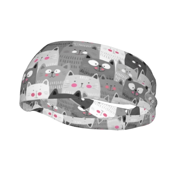 Wukai Cats Group Sports sweatband,Men & Women Sweatband Headband for Running, Cross Training, Racquetball, Working Out