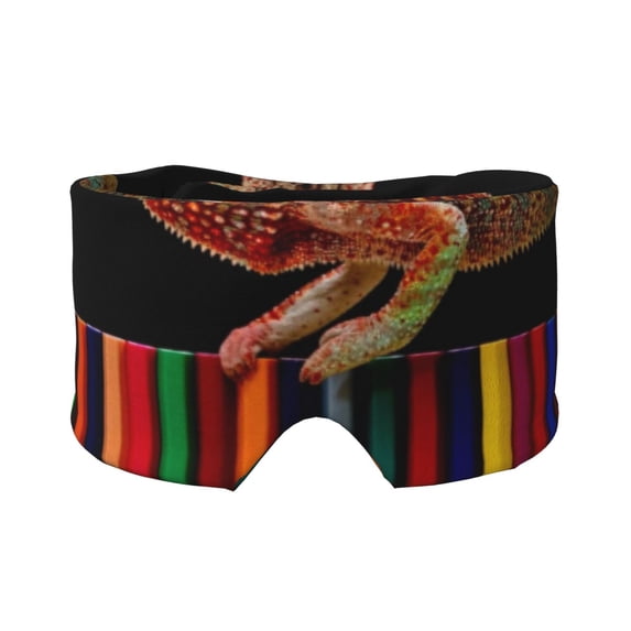 Wukai Chameleon Panther On Colored Pencils Print Sleep Mask - Eye Mask for Sleeping, Ultra Soft and Skin Friendly Full Eye Covers for Women/Men, Perfect Light Blocking Sleeping Mask