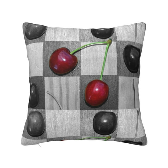 Wukai Cherries laid Premium Polyester Fleece Pillow Covers with Hidden Zipper Closure,Luxuriously Soft and Durable-18"x18"