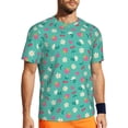 thumbnail image 1 of Wukai Cherry Strawberry Floral Print Men's Short-Sleeved Mesh T-Shirt,Quick-Dry Short Sleeve Workout T-Shirt-4X-Large, 1 of 8