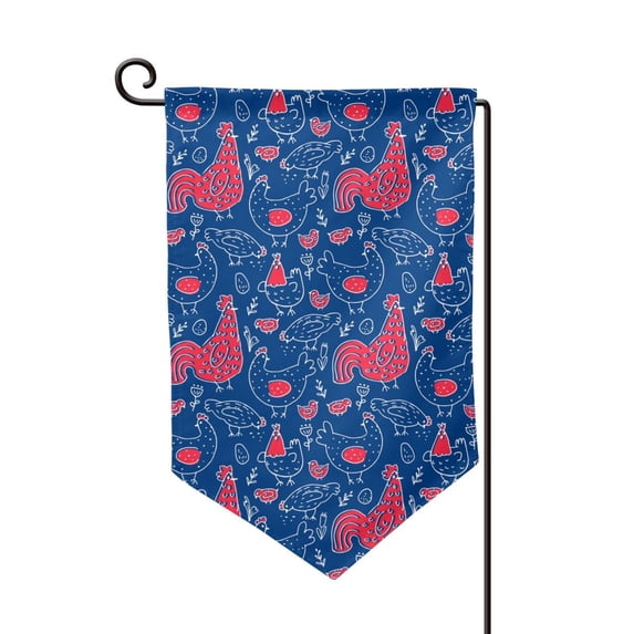 Wukai Chicken and Rooster Print Garden Flag 12.5x18 Inch Double Sided Sun-resistant Rain-resistant, Wrinkle-resistant Colorfast(Only Flag)