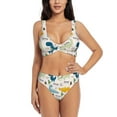 thumbnail image 1 of Wukai Childish Dinosaur Women's Bikini Set Two Piece,wimsuit High Waisted V Neck Twist Front Adjustable Spaghetti Straps Bathing Suit-Small, 1 of 7