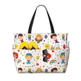 thumbnail image 1 of Wukai Childrens Party Print Zipper Bag,large Beach Tote Bag,Waterproof Sandproof Bag,Grocery and Picnic Tote Travel Bag, 1 of 5