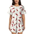 thumbnail image 1 of Wukai Chili Women's Pajama Set,Short-Sleeve Top and Shorts with Elastic Waistband and Pockets for Loungewear, Yoga, and Casual Wear-Small, 1 of 6