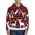 thumbnail image 1 of Wukai Christmas Buffalo Plaid Print Men Hoodies Fleece Sweatshirts Long Sleeve Sweaters Pullover Fall Outfits Winter Clothes-XX-Large, 1 of 7