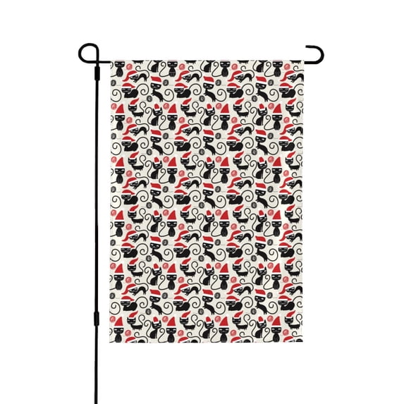 Wukai Christmas Cat Garden Flags Double Sided Welcome Garden Yard House Flags Outside Outdoor House (Only Flag)