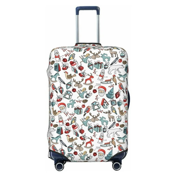 Wukai Christmas Elements Elastic Luggage Cover: Personalized Protection for Your Suitcase - Fits 19~29-inch, Washable & Durable Travel Companion-Large