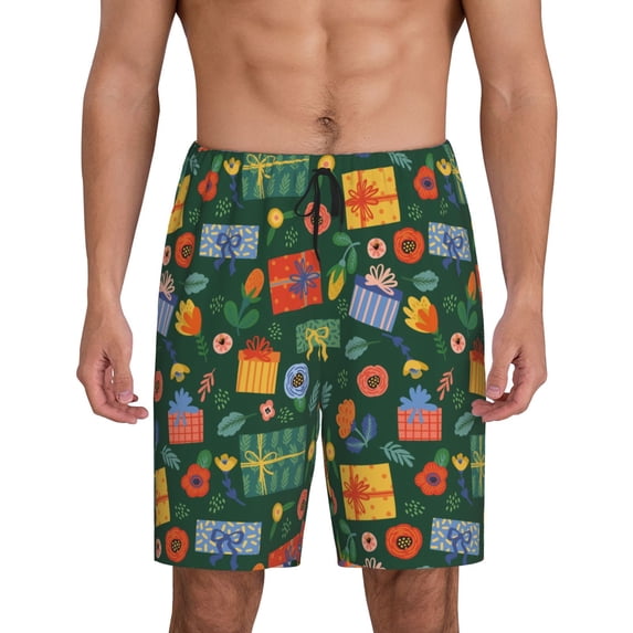 Wukai Christmas Gift Men’s Short Pajama Pants With Pockets Soft Sleep Pj Shorts for Men-4X-Large