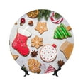 thumbnail image 1 of Wukai Christmas Gingerbread Cookies Print Decorative Plate for Display,Bone China Decorative Plate, Ceramic Dinner Plate with Stand, Vertical Ceramic Plate-8in, 1 of 6