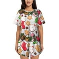 thumbnail image 1 of Wukai Christmas Gingerbread Cookies Women's Pajama Set,Short-Sleeve Top and Shorts with Elastic Waistband and Pockets for Loungewear, Yoga, and Casual Wear-, 1 of 8