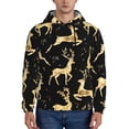 thumbnail image 1 of Wukai Christmas Gold Deers Print Men Hoodies Fleece Sweatshirts Long Sleeve Sweaters Pullover Fall Outfits Winter Clothes-Large, 1 of 7