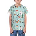 thumbnail image 1 of Wukai Christmas Winter Animals Youth Unisex Short Sleeve T-Shirt for Boys, Girls, Teens, and Kids-Large, 1 of 7