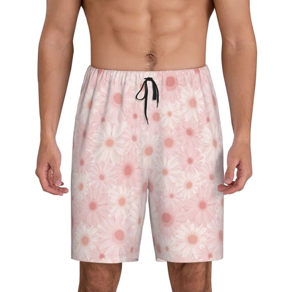 Wukai Chrysanthemum Men’s Short Pajama Pants With Pockets Soft Sleep Pj Shorts for Men-Medium
