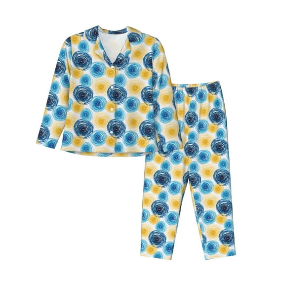 Wukai Circular Print Women's Pajama Set - Soft Long Sleeve Sleepwear for Comfort and Style-X-Large