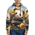 thumbnail image 1 of Wukai Clear Sky Cute Sunflower Panda Print Men Hoodies Fleece Sweatshirts Long Sleeve Sweaters Pullover Fall Outfits Winter Clothes-Small, 1 of 7