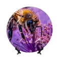 thumbnail image 1 of Wukai Closeup Honeybee on Flower Print Decorative Plate for Display,Bone China Decorative Plate, Ceramic Dinner Plate with Stand, Vertical Ceramic Plate-6in, 1 of 6