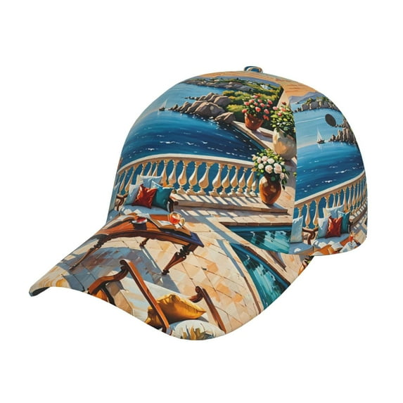 Wukai Coastal Style Garden Villa Baseball Cap: Comfortable, Stylish, and Adjustable Hat for Sports, Daily Wear, and Outdoor Activities-One Size