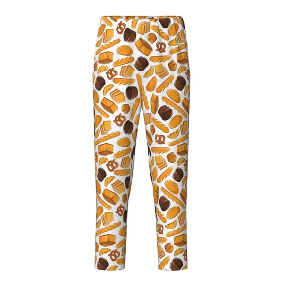 Wukai Coffee Bun Hot Dog Print Teenagers' Pajama Pant Sleep Pajama Lounge Pant PJ Bottoms with Pockets and Button Fly(Available in Big & Tall)-Large