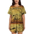 thumbnail image 1 of "Wukai Coffee Vintage Women's Pajama Set - Short-Sleeve Top and Shorts with Elastic Waistband and Pockets for Loungewear, Yoga, and Casual Wear-, 1 of 8