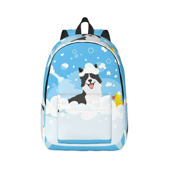 Wukai Collie in Bathtub Paper Reusable Cosmetic bag,Travel Toiletry Organizer Capacity,Waterproof Puzzle Bags
