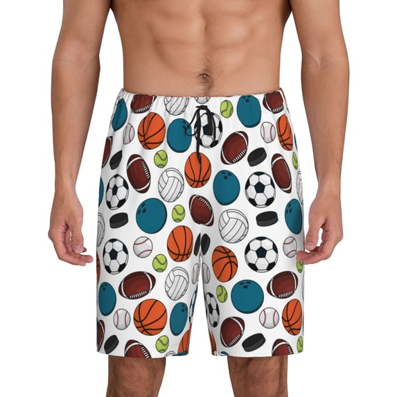 Wukai Color Balls Men’s Short Pajama Pants With Pockets Soft Sleep Pj Shorts for Men-Medium