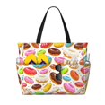 thumbnail image 1 of Wukai Color Donut Print Zipper Bag,large Beach Tote Bag,Waterproof Sandproof Bag,Grocery and Picnic Tote Travel Bag, 1 of 5