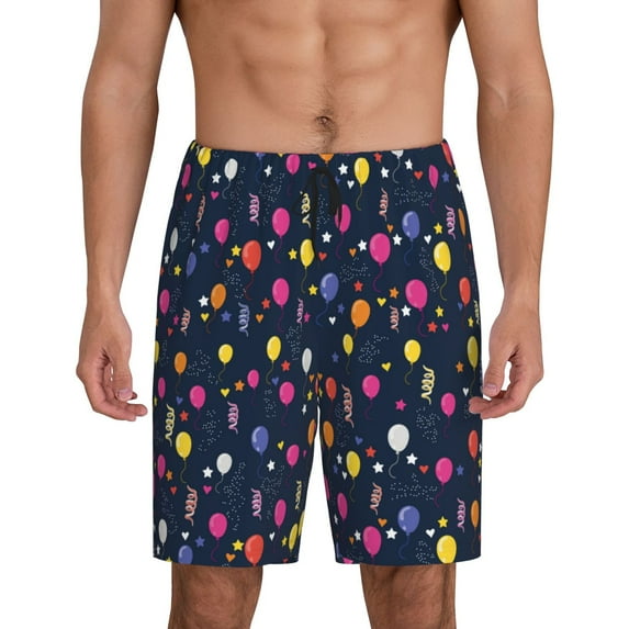 Wukai Colored Balloons Men’s Short Pajama Pants With Pockets Soft Sleep Pj Shorts for Men-