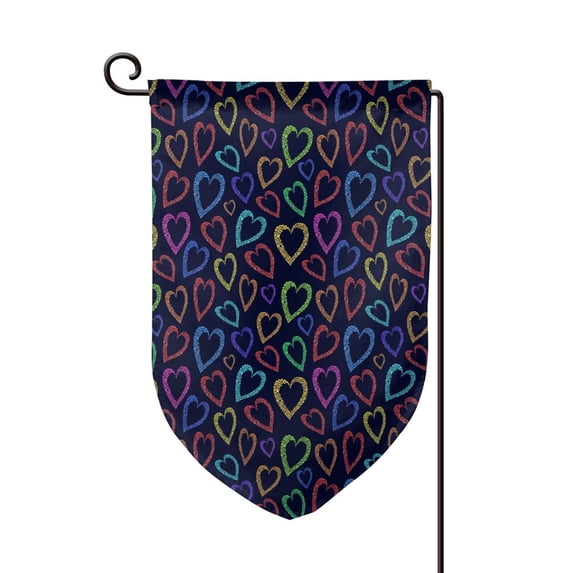 Wukai Colored Hearts Print Garden Flag 12.5x18 Inch Double Sided Sun-resistant Rain-resistant, Wrinkle-resistant Colorfast(Only Flag)