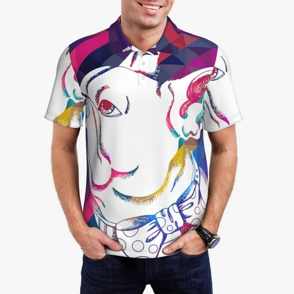 Wukai Colorful Bulldog Men’s Polo Shirts Sleeve,Camisas Polo Para Hombre,True Classic Tees Men-3X-Large