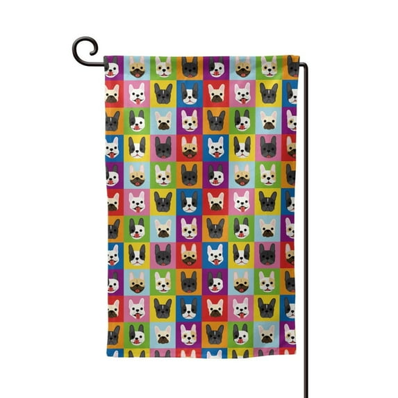Wukai Colorful Bulldog Print Garden Flag 12.5x18 Inch Double Sided Sun-resistant Rain-resistant, Wrinkle-resistant Colorfast(Only Flag)