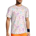 thumbnail image 1 of Wukai Colorful Bunny Print Men's Short-Sleeved Mesh T-Shirt,Quick-Dry Short Sleeve Workout T-Shirt-Small, 1 of 8