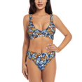 thumbnail image 1 of Wukai Colorful Butterfly1 Women's Bikini Set Two Piece,wimsuit High Waisted V Neck Twist Front Adjustable Spaghetti Straps Bathing Suit-X-Large, 1 of 7