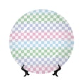 thumbnail image 1 of Wukai Colorful Checkerboard Print Decorative Plate for Display,Bone China Decorative Plate, Ceramic Dinner Plate with Stand, Vertical Ceramic Plate-7in, 1 of 6