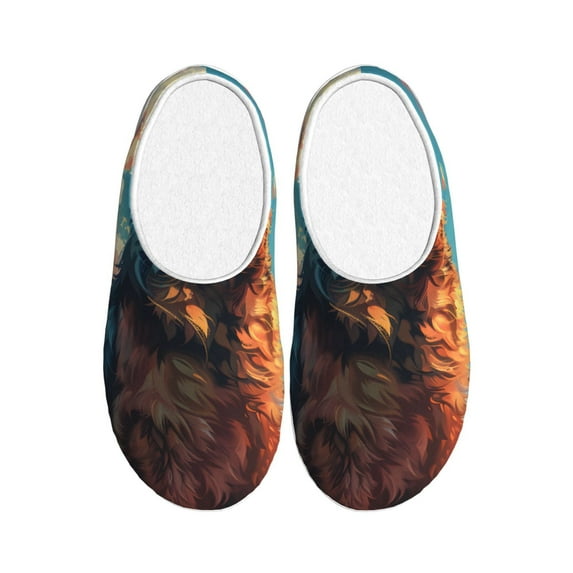 Wukai Colorful Cloud Shepherd Dog Print Women's Indoor Bedroom Slipper Slip On Shoes, Unisex House Shoes with Anti-Skid Sole for Men, Gift for Women Men-13